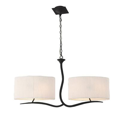 Inspired Lighting Eve Loft Vedhæng 2 Arm 4 Lys E27, Antracit med hvide ovale nuancer