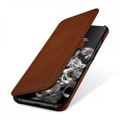 Stilgut Sag for Samsung Galaxy S20 Ultra Bog Type Brown i ægte læder med klip
