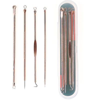 Coosilo Blackhead Bums Spot Popper Plet Comedone Tool Acne Extractor Remover Kit steg guld