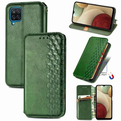 Gangxun Sag til Samsung Galaxy A12 Flip Cover Tegnebog Flip Cover Tegnebog Magnetisk Beskyttende Handytasche sag Etui - Grøn