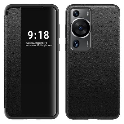 Putoamisenesto puhelinkotelo Huawei P60 Prolle Näytä ikkuna käännettävä kansi TPU akryylipuhelinsuoja Musta Huawei P60 Pro