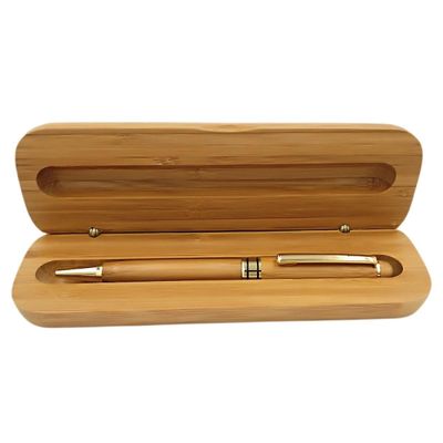 Bambus Ball Pen med Bamboo Box, Natural Handmade, Black Ink Bamboo Pen med Box, Premium Bamboo Pen Set