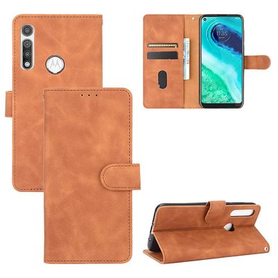 Etui til Motorola Moto G Fast Cover Premium læder med kortholder Flip Folio magnetisk etui etui - sort Brown