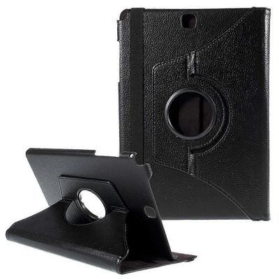 Samsung Galaxy Tab A 9.7 T550 T555 litsi-nahkakansi pyörivällä jalustalla Monivärinen Black
