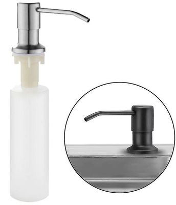 Keittiön pesuallassaippua-annostelija, 350ml keittiön ruostumattomasta teräksestä valmistettu sisäänrakennettu pesuaineannostelija, uudelleentäytet...