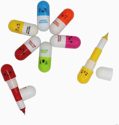 KXJ-40kpl vitamiinipilleri kuulakärkikynä söpö sarjakuva sisäänvedettävä kuulakynä hymyilevä kasvot kuulakynä lapsille (satunnainen väri)