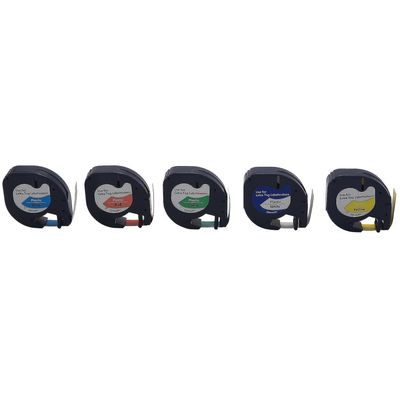 5stk 91201 12mm Kompatibel til Dymo Letratag tape Plastetikettape Selvklæbende tape blandet farve Blå