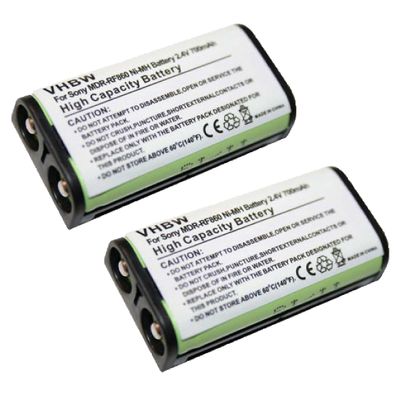 vhbw 2x pariston vaihto Sony BP-HP550-11: lle langattomille kuulokkeille (700 mAh, 2.4 V, NiMH) ilman väriä/sisäistä akkua