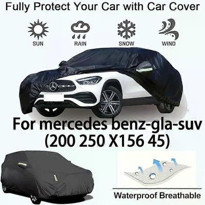 Täysi auton kansi Mercedes Benz-GLA:lle (200 250) suojaava lumenkestävä aurinkosuoja vedenpitävä ja pölytiivis autotarvikkeet musta