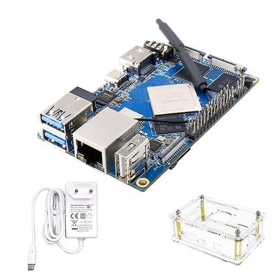 Til Orange Pi 4 4gb Rockchip Rk3399 16gb Emmc Development Board + 5v4a Strømforsyning + akryl sag Eu P