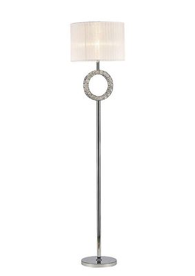 Inspired Lighting Inspireret Diyas - Firenze - Rund gulvlampe med hvid skygge 1 Let poleret krom, Krystal