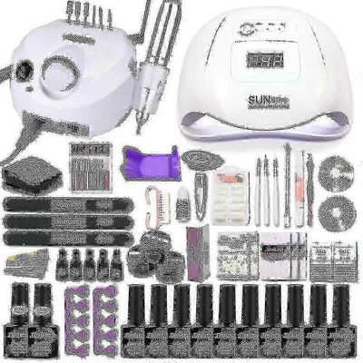 35000 rpm kynsitaidesarja 120w/54w led-kynsilampulla 40/30/20/10 värit Uv-kiillotusgeeli kiillotus Kynsien kitcombo3- Ruikalucky