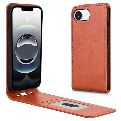 iPhone 16e Kotelo Korttipaikka Magneettinen Pystysuora Flip Nahkainen Puhelimen Kuori - Oranssi Monivärinen Orange