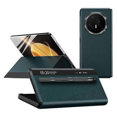 Honor Magic V3 5G -kotelonäkymäikkuna PU-nahkainen puhelimen kansi kynällä Vihreä