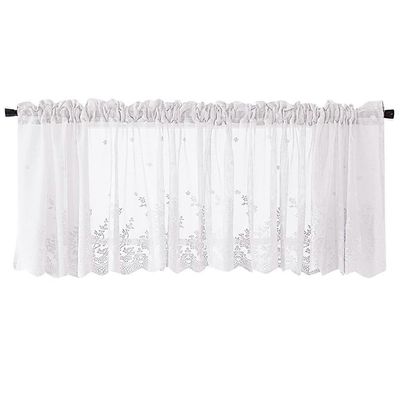 Kudottu kuvioitu Valance kylpyhuoneen vettä hylkivälle ikkunanpäällysteelle Valkoinen