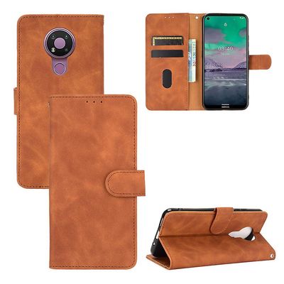 Etui til Nokia 3.4 Cover Premium læder med kortholder Flip Folio magnetisk etui Etui Coque - Sort Brown