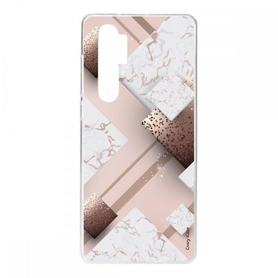 Crazy Kase Hull For Xiaomi Mi Note 10 Lite i blød silikone, pink marmor og chokolade