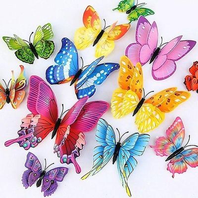 Witdreamer 12pcs 3d Bryllup Dekoration Magnet Sommerfugle Køleskab Klistermærker Home Decor I