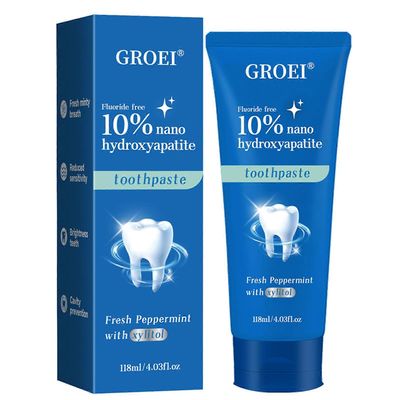 10%nHAP Nano Hydroxyapatite -hammastahna edistyneeseen hammaskiilteen suojaukseen ja hampaiden vahvistamiseen, fluoriton hammastahna hampaiden valk...