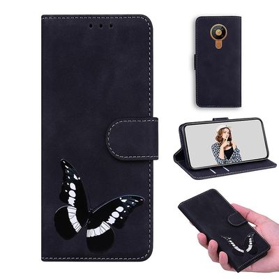 Etui til Nokia 5.3 Butterfly Cover Premium Læder Magnetisk- Pink Sort