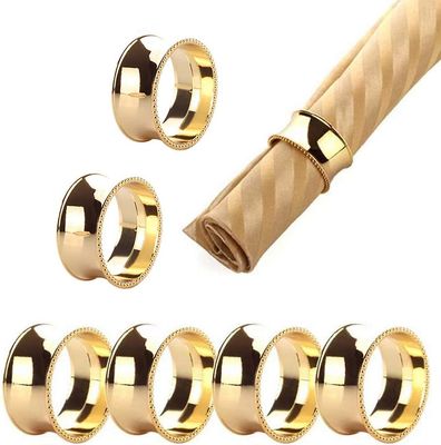 6 stk middag serviett spenner håndlaget naturlig metall ornament samlinger (gull