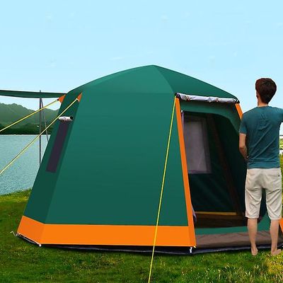 Tents Automatisk 3-4 personers 240*240*165cm dobbeltlags vandtæt vindtæt campingtelt Stort lysthus Bivvy Barraca solskærm Grøn