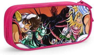 Kerota Saint Seiya kynälaukku kannettava suurikapasiteettinen kaksinkertainen vetoketjullinen penaali toimistokoulumatkalle - vaaleanpunainen SAOE0...