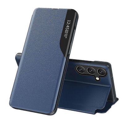 Samsung Galaxy A35 5G -kotelolle PU nahkainen jalustanäkymä ikkuna puhelimen kansi Sapphire