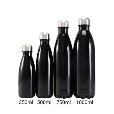 Sports Termokande rustfrit stål vakuum vandflaske Sort 1000ml