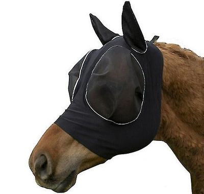 Åndbar hest flyvende maske anti-myg og insekt-bevis Hestehætte sort