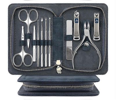 Eksklusiivinen 11-osainen manikyyri /pedikyyri/kynsi hoitosetti/pussi, korkealaatuinen valmistettu Kiinassa, Musta