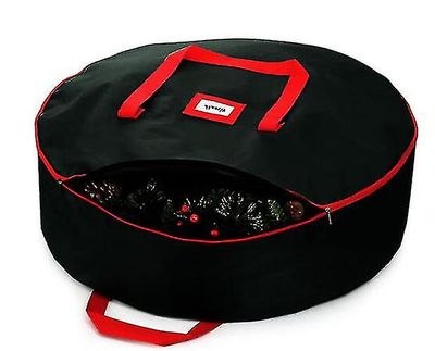 Julekrans Oppbevaring Bag Kunstig Krans Container Oxford Klut Dual Glidelås Svart 76*20cm