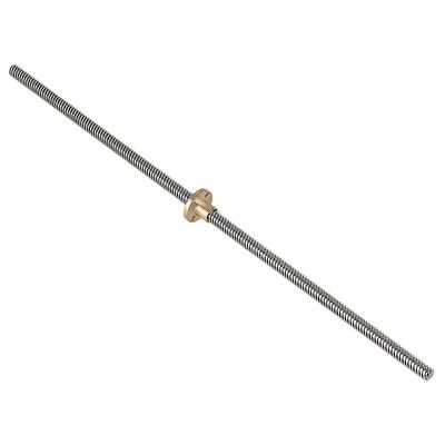 350Mm længde 8mm rustfrit stål bly skrue med messing møtrik til 3d udskrivning