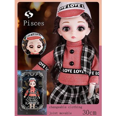 Lauwodun 12 Stjernetegn Dukker Piger Simulation Princess Store Doll Legetøj Gaveæske Fiskene