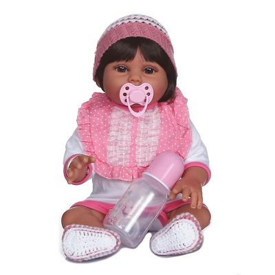 Genfødsel dukke 47cm mørk tan brun hudfarve bebe dukke genfødt baby pige dukke hele kroppen blød silikone realistisk baby bad legetøj vandtæt sød gave