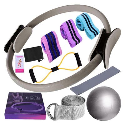 11 kpl Pilates Kit Essential -sarja naisille, joissa on pilatesrengas, pallo, vastusnauhat ja paljon muuta kotiharjoitteluun Monipuoliset vastustas...