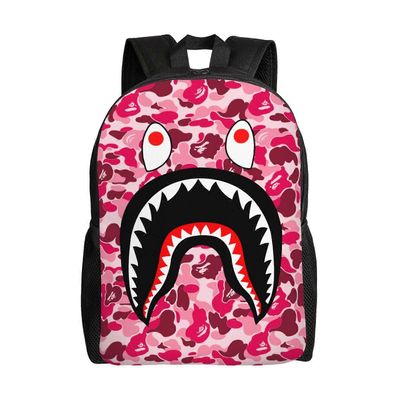 Hip Hop Camouflage Bape Shark -reppu vedenkestävä korkeakoulukoululaukut kirjalaukku matkavaellus retkeily päiväreppu Adu-XTYD198