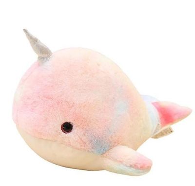 Handuo Farverige Narwhal Pillow Plys Legetøj 28cm