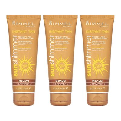 3 x Rimmel London Instant Tan Sun Shimmer Instant Tan - Medium 125ml Medium glitre