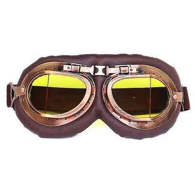 Yunshu Beskyttelsesbriller Motorcykel Biker Steampunk Motorcykel solbriller Briller Udendørs Sport gul