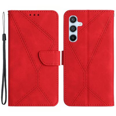 Samsung Galaxy A05s 4G -kotelolle PU-nahkainen lompakko painettu linja puhelimen kansi Punainen