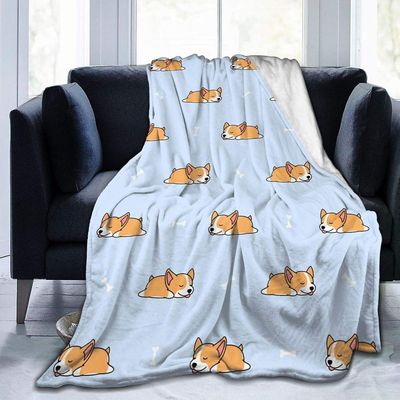 Flanell Fleece Kast Teppe Søt Welsh Corgi Fleece Teppe Sofa Kast For Adult Child Tepper Gaver til familien 60x50in 150x125cm