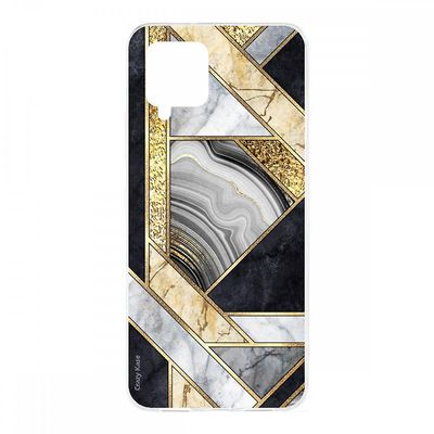 Crazy Kase Hull Til Samsung Galaxy A42 5g I Silikone Soft 1 Mm, Sort Marmor og Golden