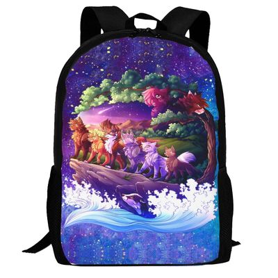 Warrior Cats reppu,3D-tulostus kannettavan tietokoneen reppu kevyt rento päiväreppu kirjalaukku monitoiminen matkareppu 16.1 X 11.8 X 4.5inches