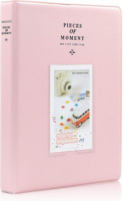 128 Lommer Mini Fotoalbum til Fujifilm Instax Mini 7s 8 8+ 9 25 26 50s 70 90 Instant Camera & Name Card Pink