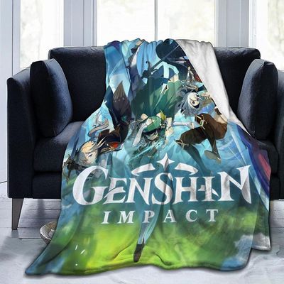 Ubiuo Genshin Impact Blanket vuodesohva olohuone lämmin viltti 50"x40" musta 50"x40"