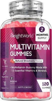 WeightWorld Multivitamintuggisar för kvinnor och män - 2 månaders förbrukning - 13 multivitaminer och mineraler - 120 vitamintuggisar - med vitamin...