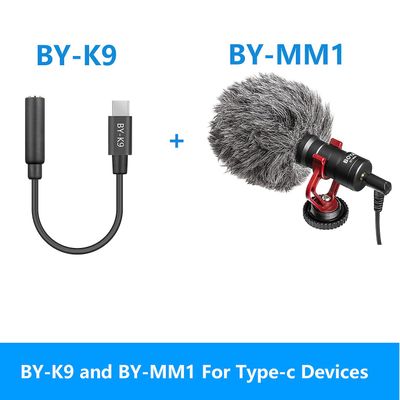 Boya kondensator haglgevær mikrofon Professional Studio Mini Mic med stødmontering til Iphone Android PC DSLR kamera Vlog-optagelse MM1-K9