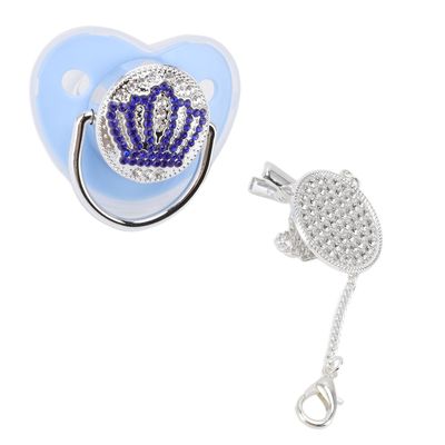 Aespa Bling Baby Sut Rhinestone Crown Ultra Soft Silikone BPA Free Safe Infant Dummy Sut M Størrelse Blå