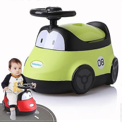 Kilpa-auton pottaharjoittelu-WC, sisältää irrotettavan wc-istuimen ja lasten potan Vihreä